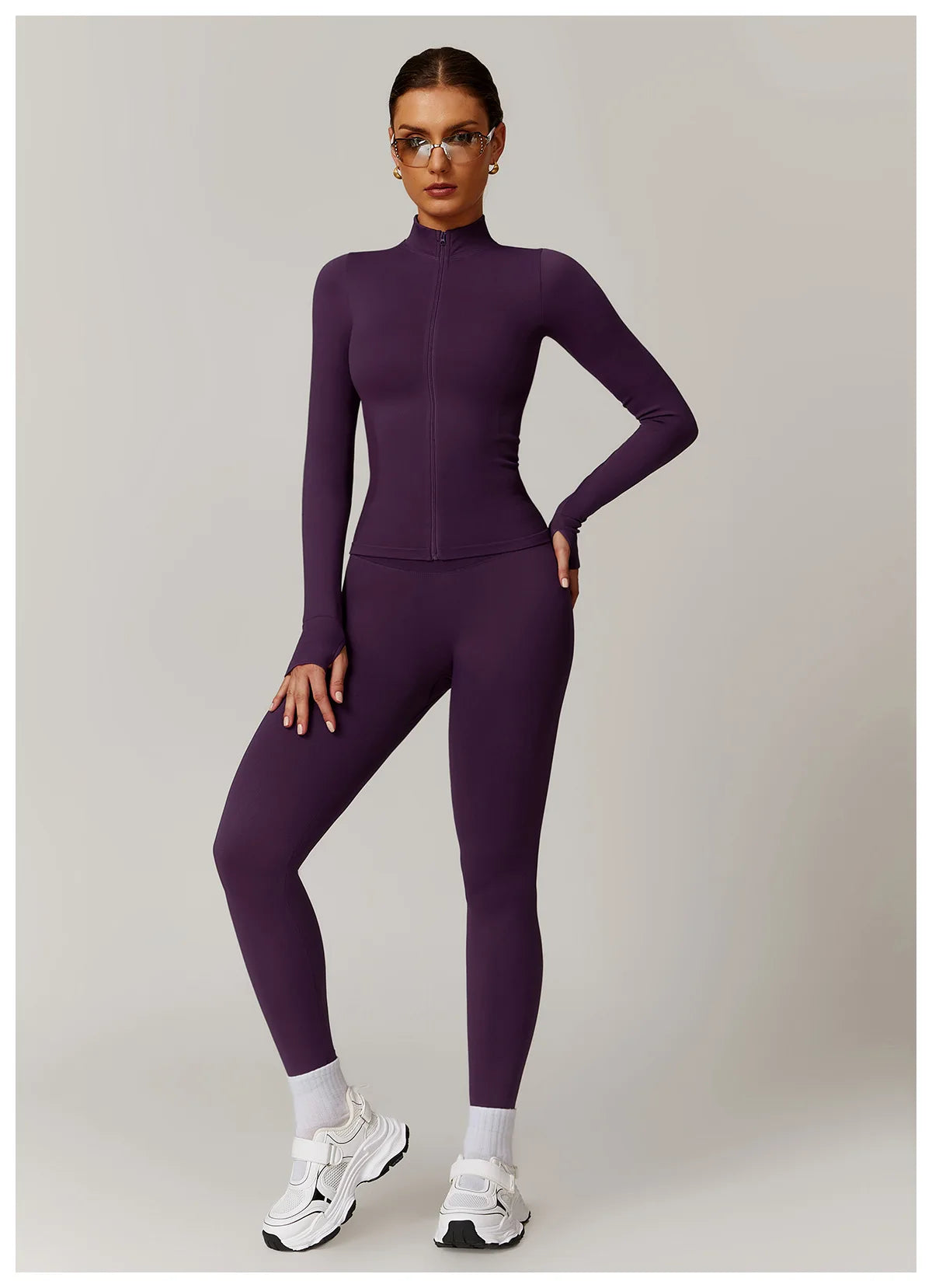 Women's Yoga Set 2025 New Solid Color High Waist Hip Lifting Pants Sports Zipper Long Sleeve Coat Top Jacket Yoga Clothing