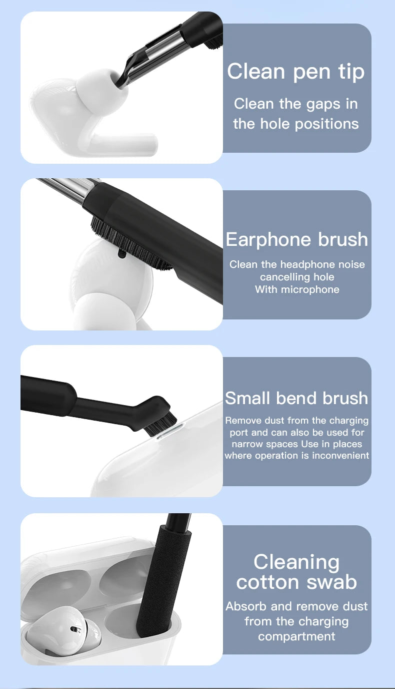 Cleaning Set: Computer Keyboard Cleaning Brush, Headphones, iPad, Mobile Phone Cleaning Pen, Keyboard, Camera Cleaning Brush