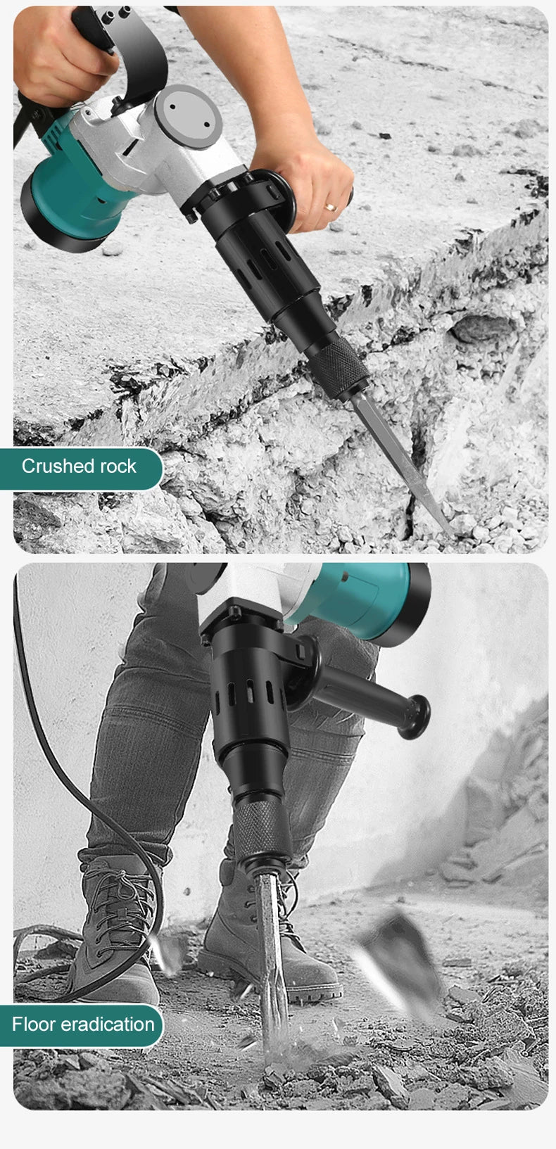 Heavy Duty Electric Hammer, Single Use Light, Electric Pick Wall Demolition, Water Electricity Installation, Concrete Grooving,