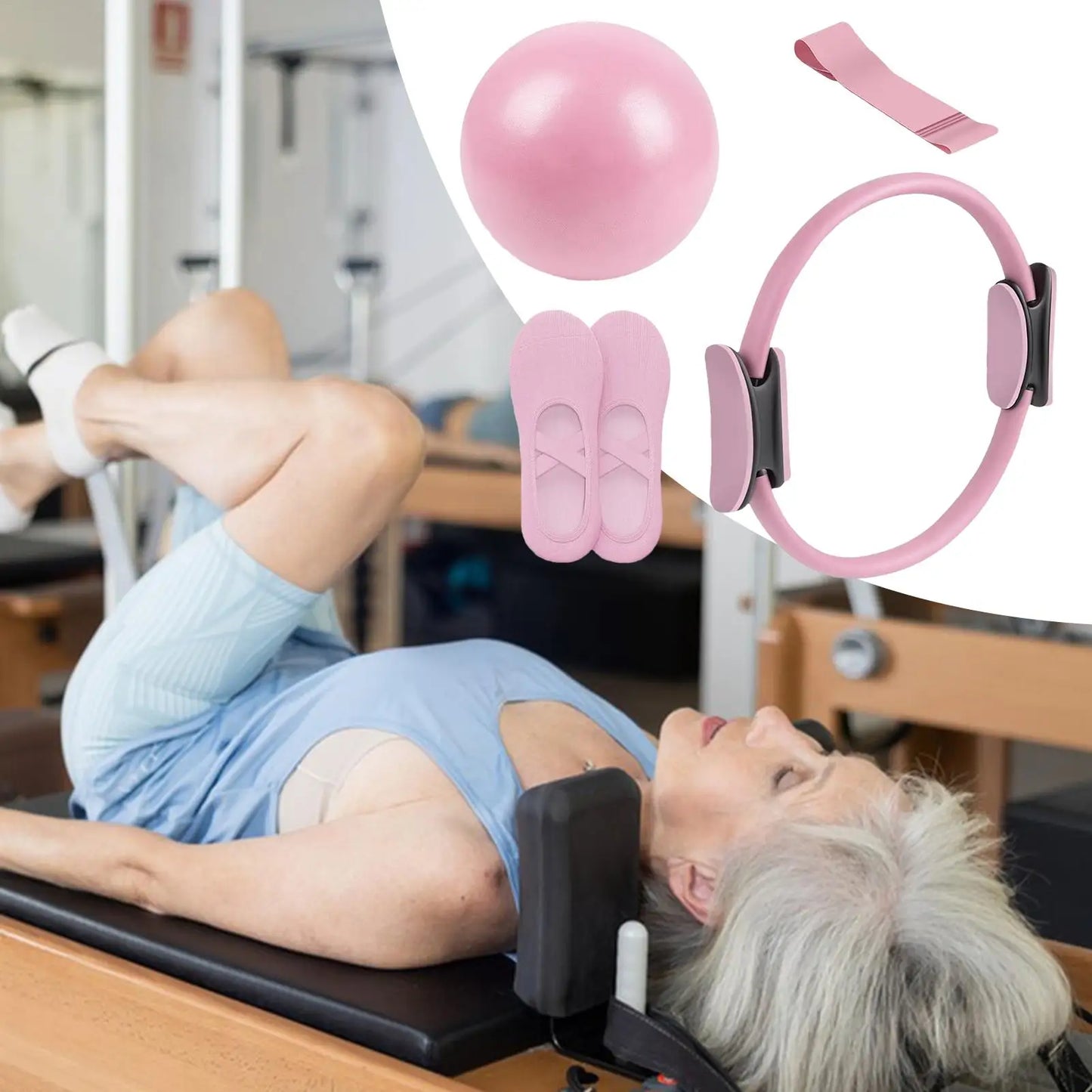 Pilates Ring and Ball Set Pilates Fitness Equipment Portable Resistance Band Exercise for Pregnancy Postpartum Travel