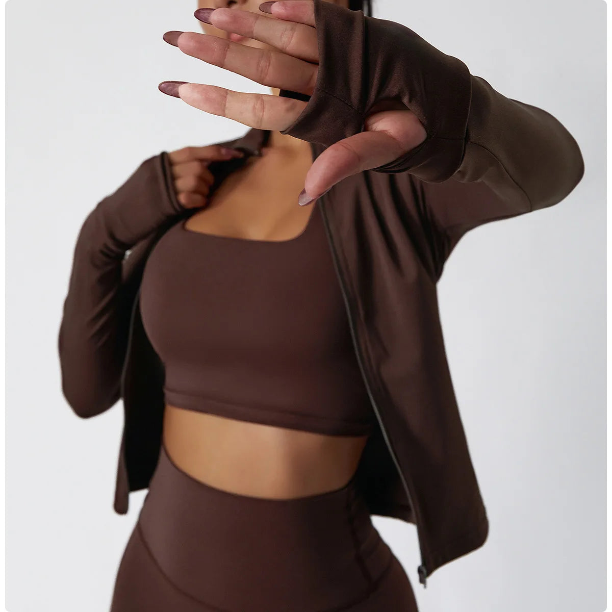 2 PCS Sportswear Women Yoga Set Gym Clothes Athletic Wear Yoga Suits Fitness Set Tracksuits Sports Bra Long Sleeve Gym Leggings