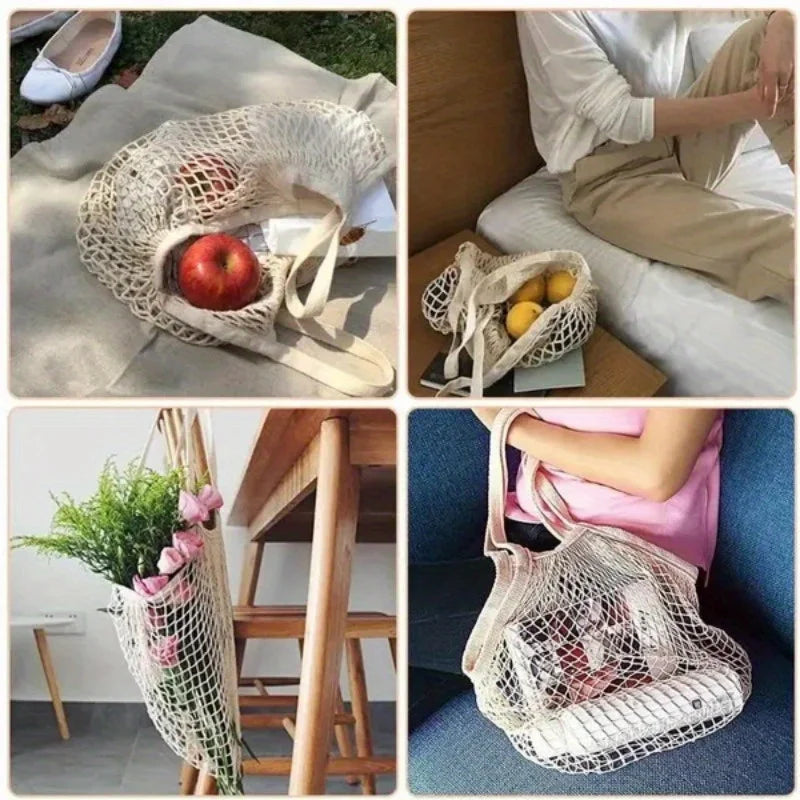 Reusable Fruit Vegetable Bag Washable Mesh Grocery Bags String Bags Net Shopping Bags Mesh Bags for Fruit Storage  Shopping bag