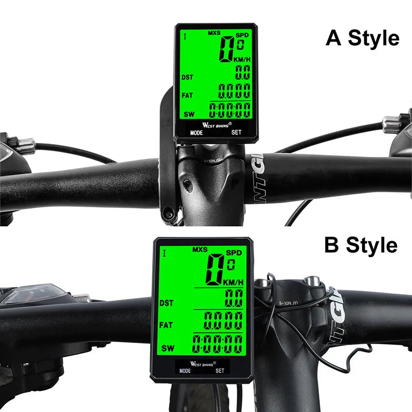 WEST BIKING Bike Compuer Stopwatch IPX6 Waterproof 2.8In Cycling Speedometer Wireless Multifuction 2 Backlight Modes Odometer