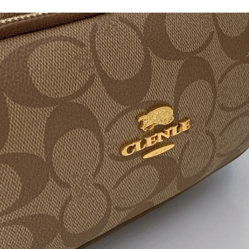 Original Circular-Pattern Logo Crossbody: Retro-luxury, durable fabric, adjustable strap. Ideal for daily/work/social use