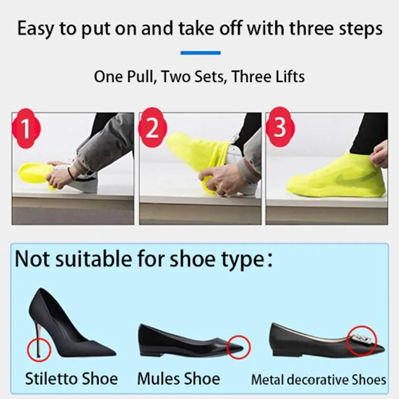 Reusable Waterproof Rain Shoes Covers Silicone Outdoor Rain Boot Overshoes Walking Shoes Accessories Reusable Shoe Cover