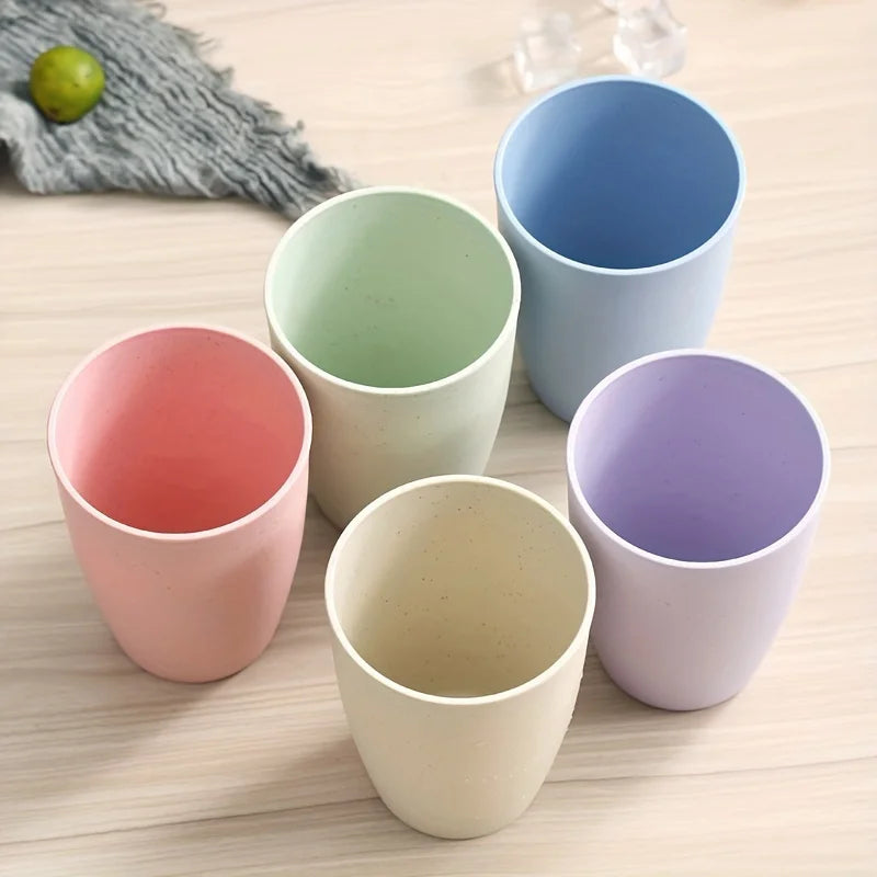5 Colors Reusable Plastic Cups - Multicolor, Stackable Tumblers for Kitchen, Office & Travel - Durable Drinkware