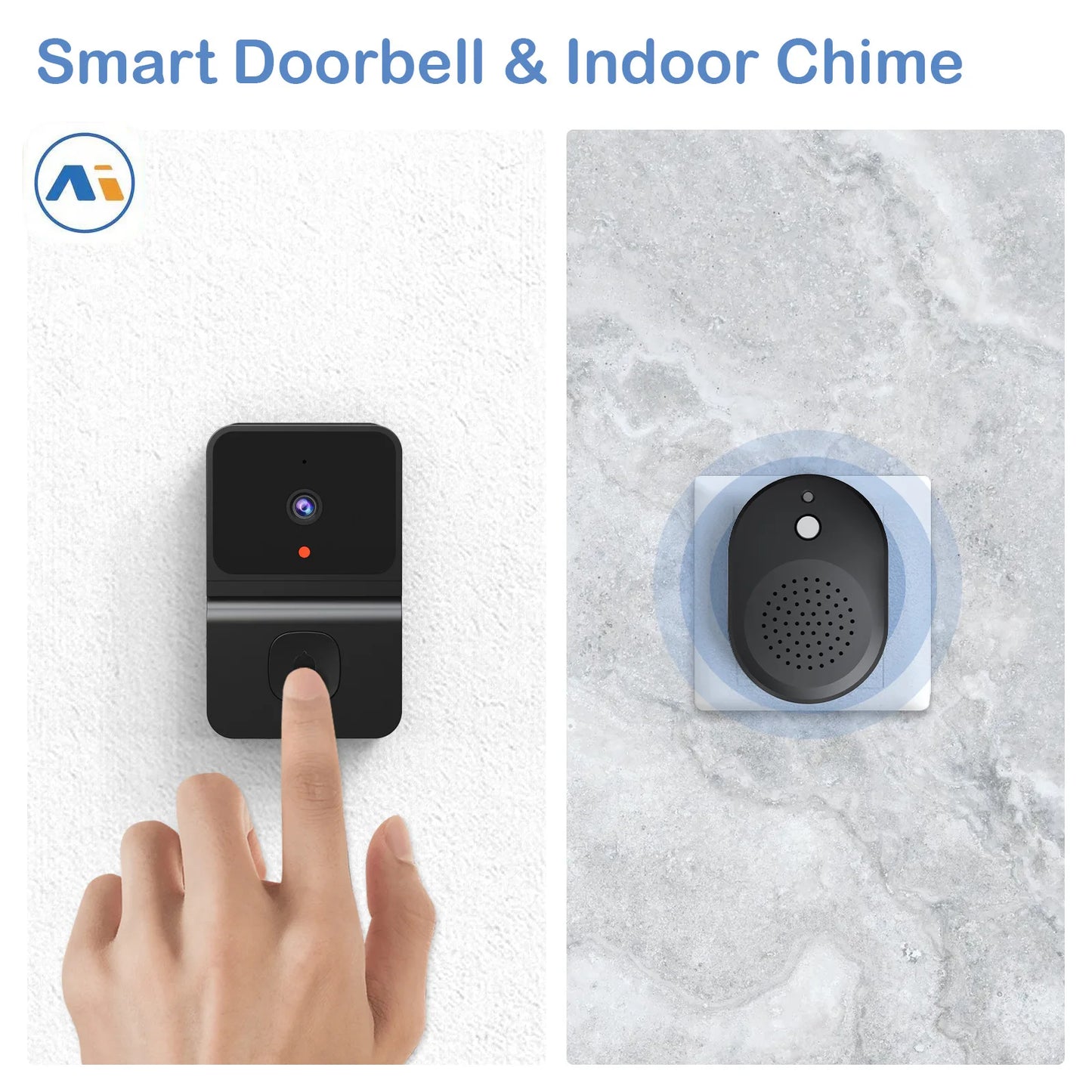 Wireless Doorbell WiFi Outdoor HD Camera Security Door Bell Night Vision Video Intercom Voice Change