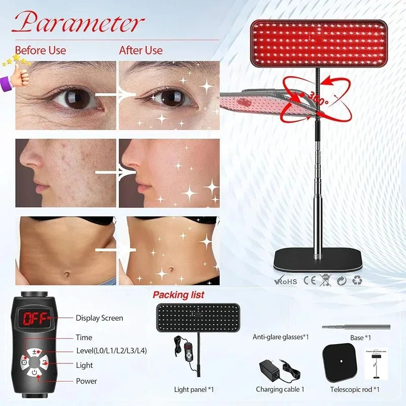 660nm 850nm Near Infrared Light Panel Red Light Lamp With Timer Face and Body Home Use