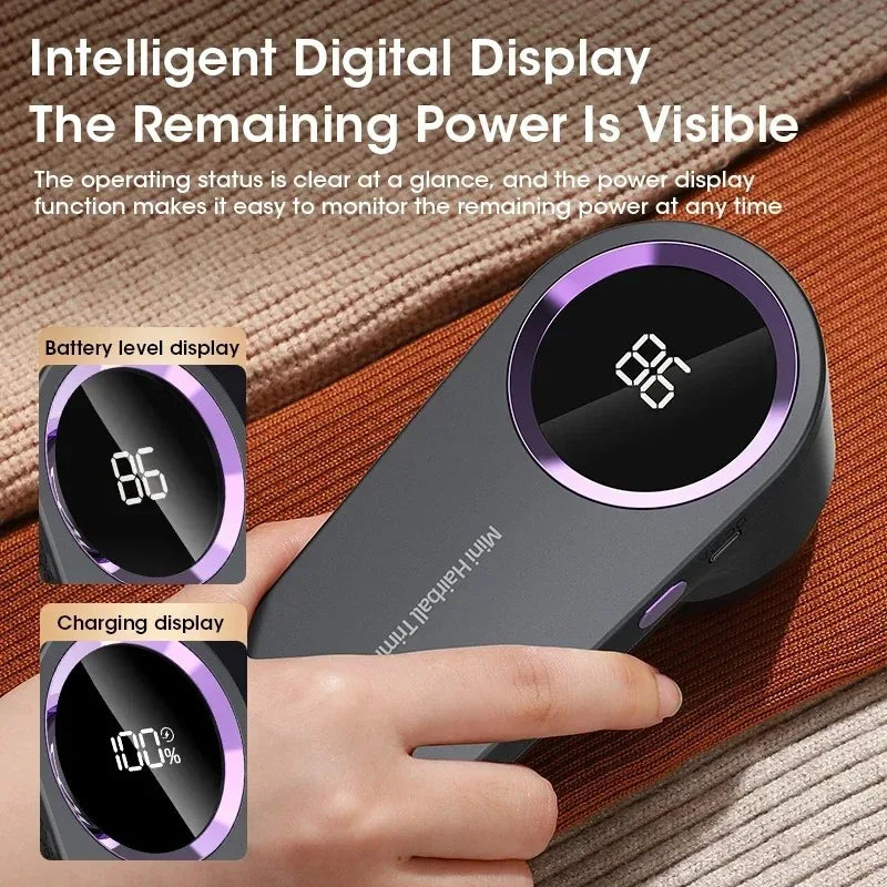Portable Electric Lint Remover with LED Display Rechargeable Sweater Shaver Household Clothes Hair Ball Trimmer