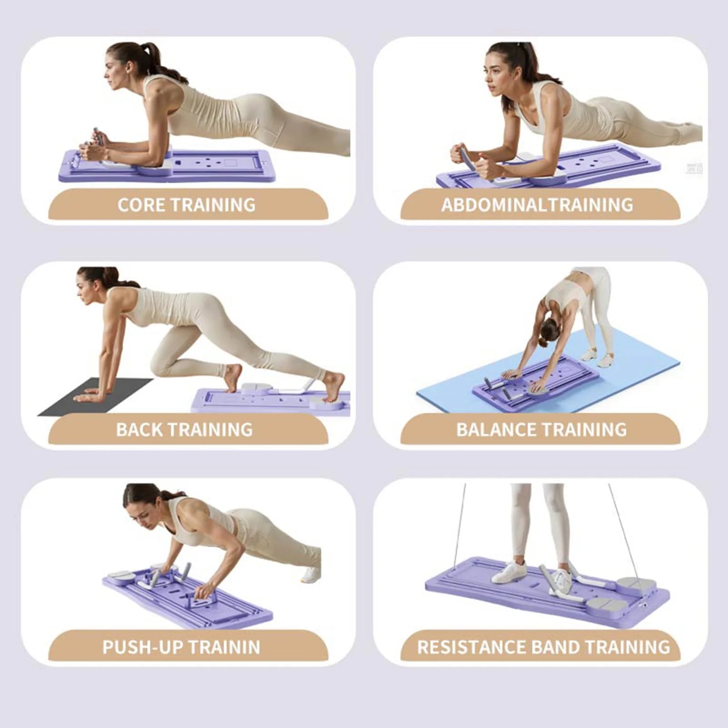 At Home Pilates Board Foldable 4-in-1 Exercise Ab Wheel Roller Exercise Equipment
