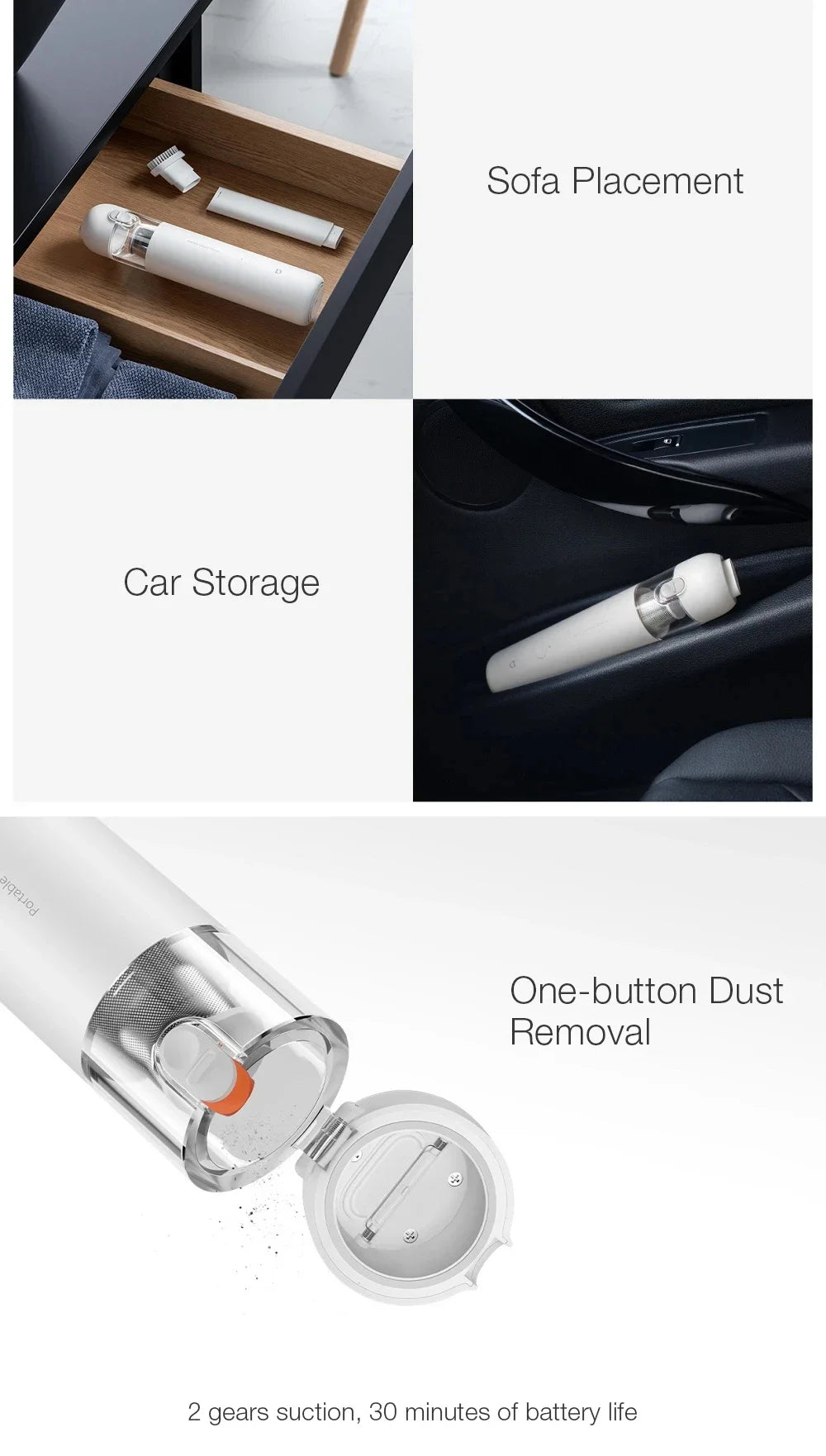 Mijia Cordless Vacuum Cleaner Portable Compact Dust Catcher Rechargeable For Car Computer Sofa Gap Cleaning