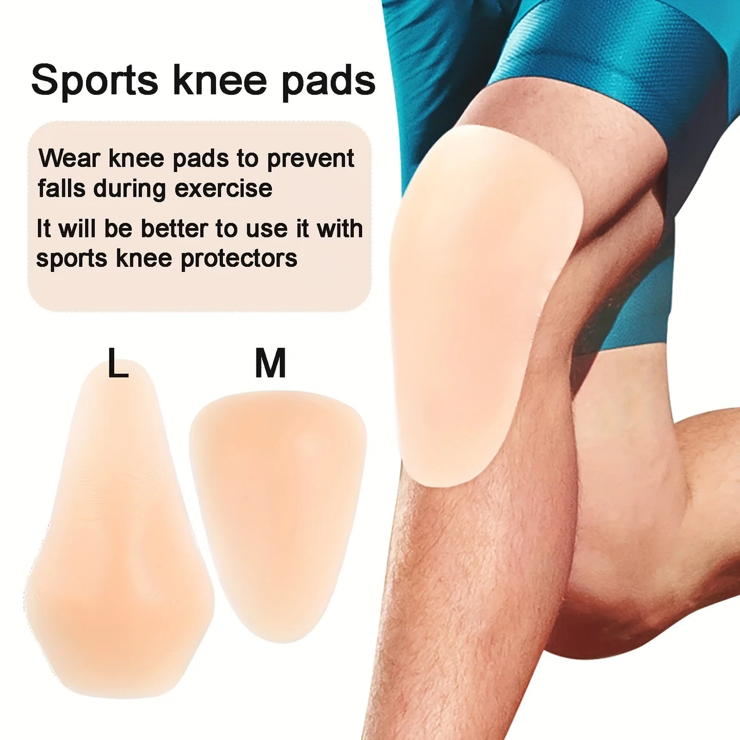 1 Pair of Adult Silicone Knee Pads for Basketball Skating and Skiing Sports Hip protection Snowboard Knee Pad Strong Adhesive