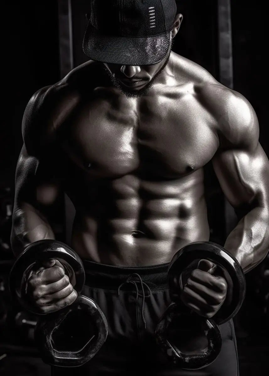 Gym Motivation Muscle Man with Tiger Bodybuilding Fitness Art Poster Canvas Painting Wall Print Picture for Home Gym Decor