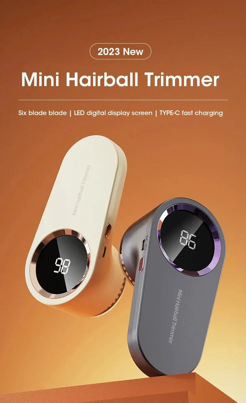 Portable Electric Lint Remover with LED Display Rechargeable Sweater Shaver Household Clothes Hair Ball Trimmer