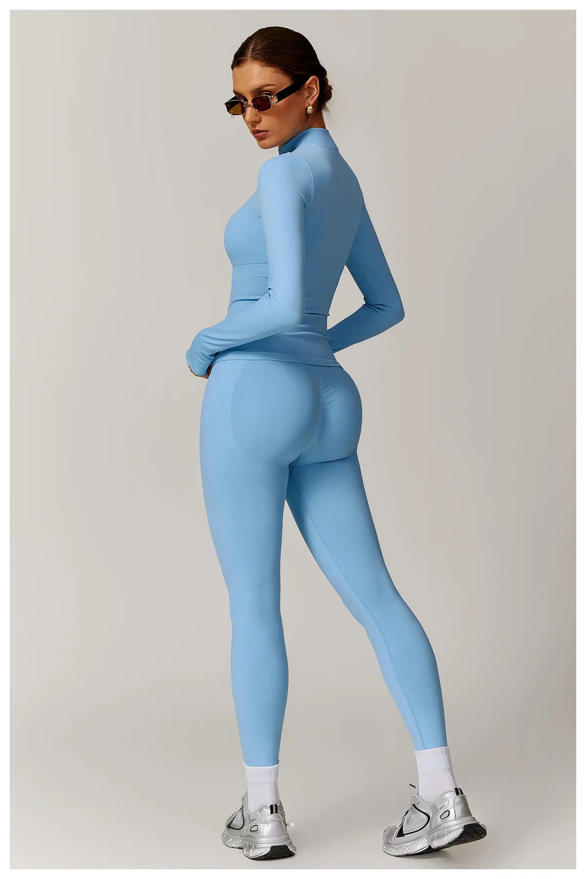 Women's Yoga Set 2025 New Solid Color High Waist Hip Lifting Pants Sports Zipper Long Sleeve Coat Top Jacket Yoga Clothing