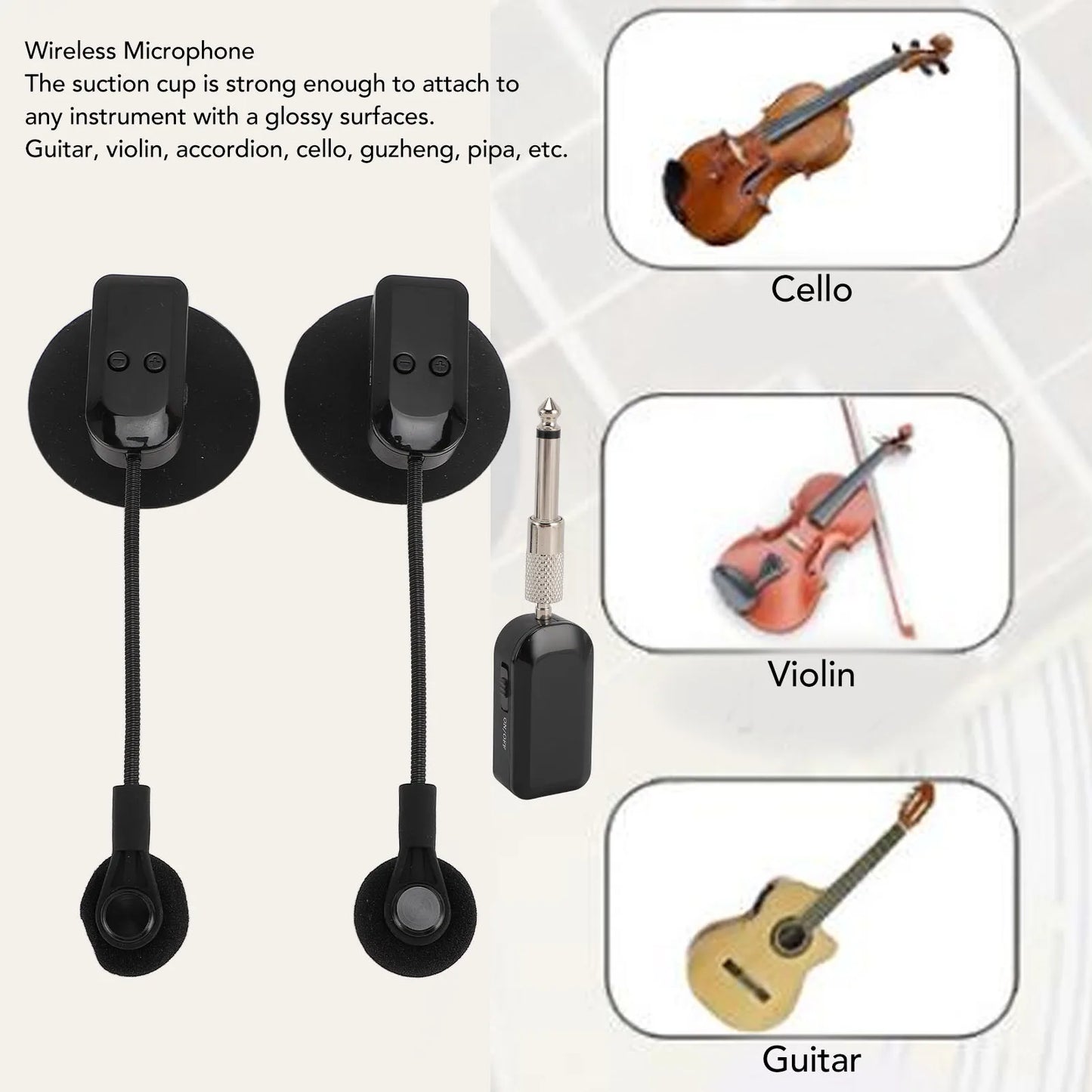 Wireless Instrument Microphone 2.4G Wireless 360° Rotation Guitar, Violin, Accordion, Guzheng Performance Wireless Microphone