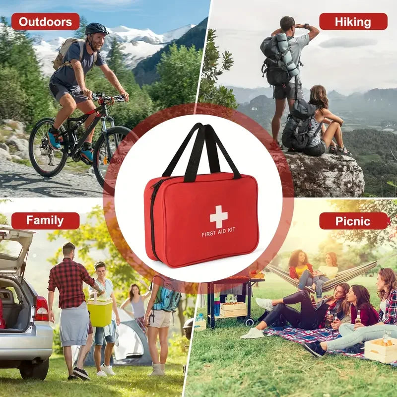 Comprehensive Easy To Carry First Aid Kit For Home & Outdoor Activities Essential Emergency Preparedness Supplies With Scissors