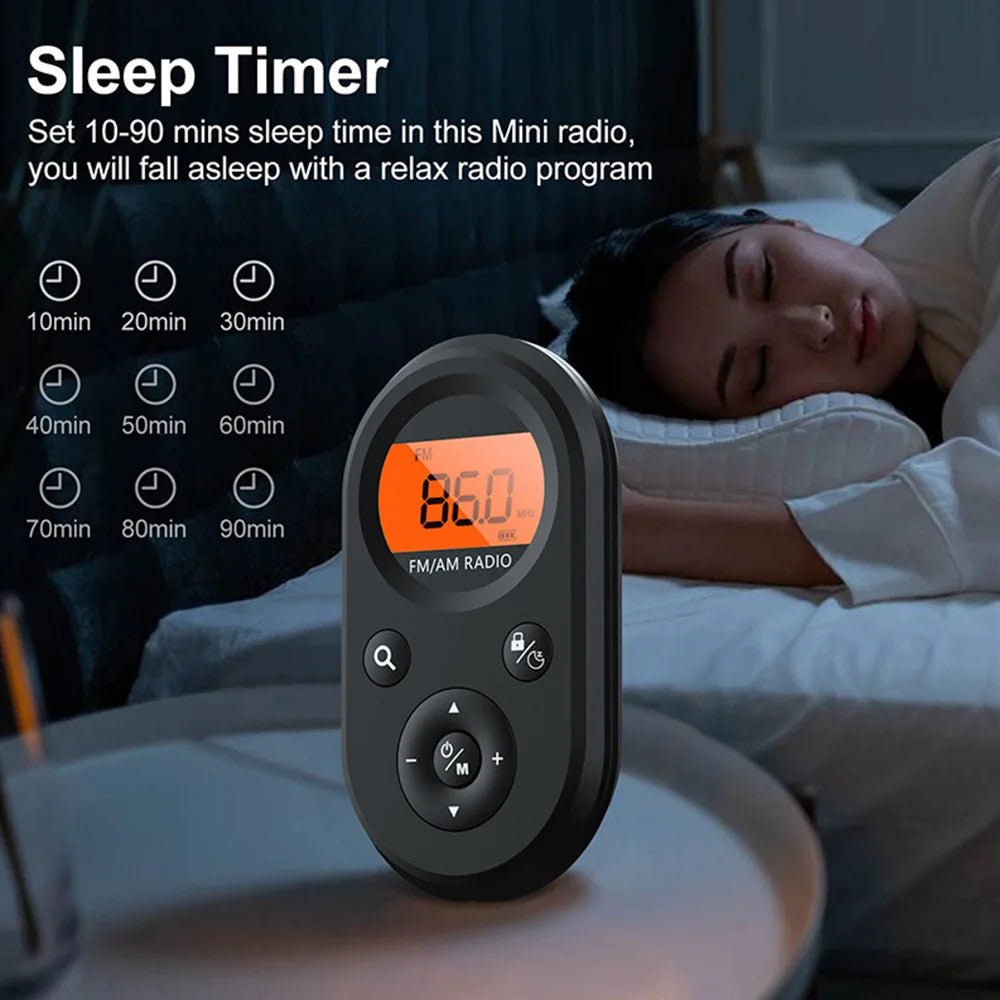 Portable Pocket Radio, Rechargeable AM/FM Radio with Long Battery Life, Stereo Earphone, Sleep Timer, Small Digital Transistor