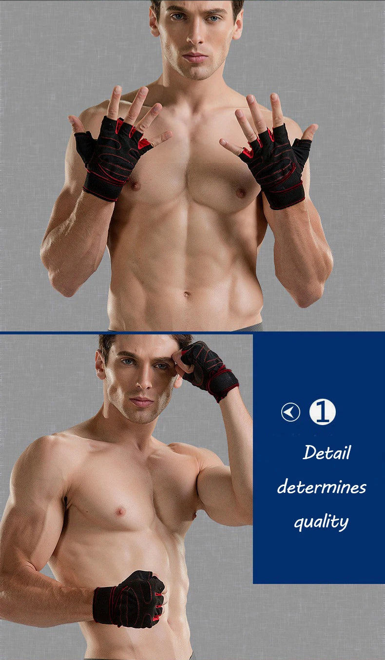 Gym Gloves for Men Women Fitness Weight Lifting Wristband Gloves Body Building Training Sports Exercise Cycling Glove Shockproof