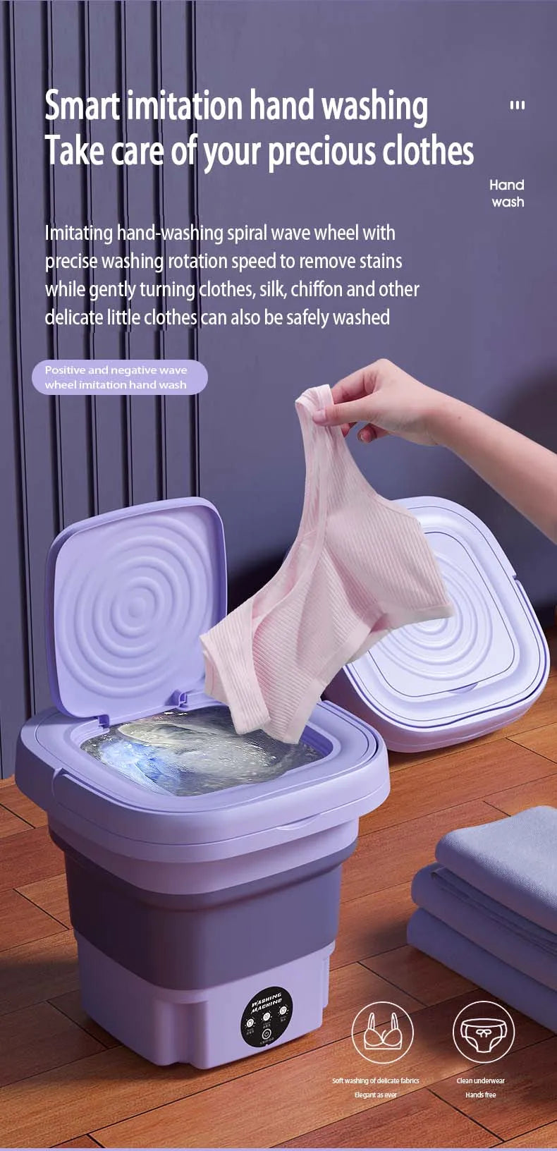 8L Portable Washing Machine Socks Underwear Panties Retractable Home Foldable Mini Washing Machine 3 Models With Spinning Dry