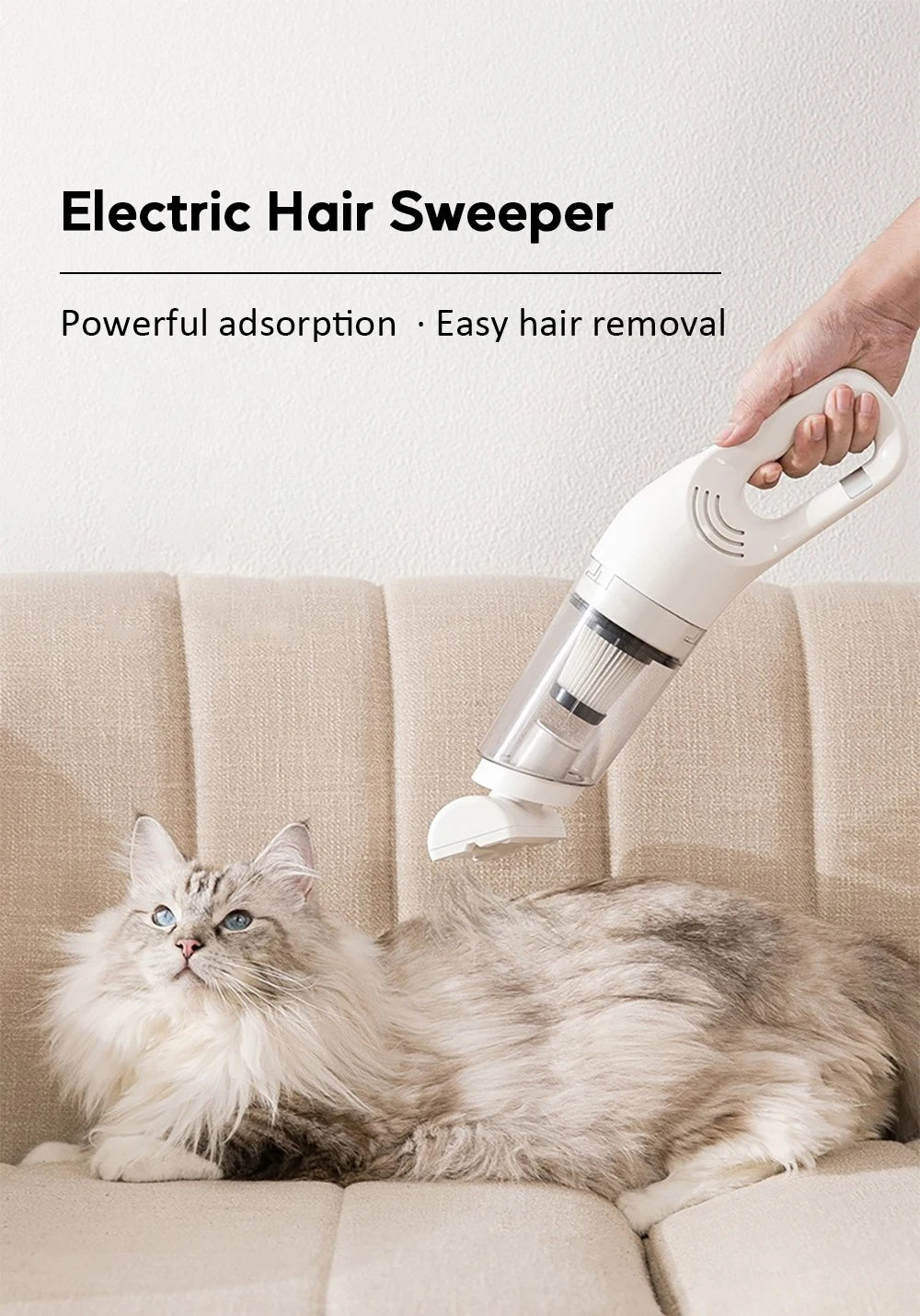 Pet Electric Cleaner Cat Hair Cleaning Vacuum Cordless 12000Pa Suction Portable For Dog Hair Carpet Remove Hand-held Cleaning