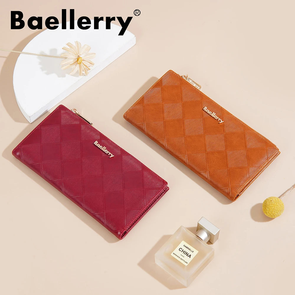 Baellerry Korean Style Small Wallet Women - PU Leather Zipper Pocket, Mini Card Holder for Daily Essentials