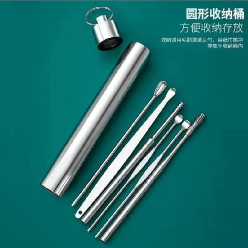 Ear Pick Six-Piece Set Ear Cleaning Ear Picking Earpick Convenient Portable Ear Pick Household for Adults