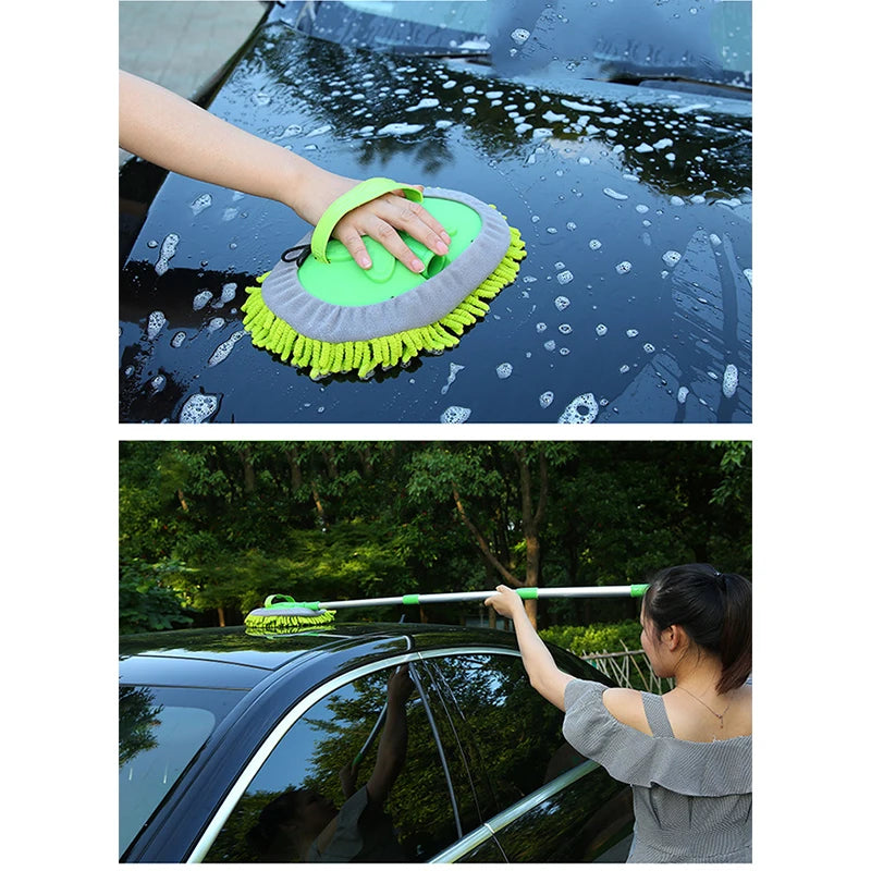 Car Washing Mop Cleaning Brush Telescopic Long Handle Cleaning Mop Chenille Broom Care Detailing Mop Brush Car Cleaning Tools