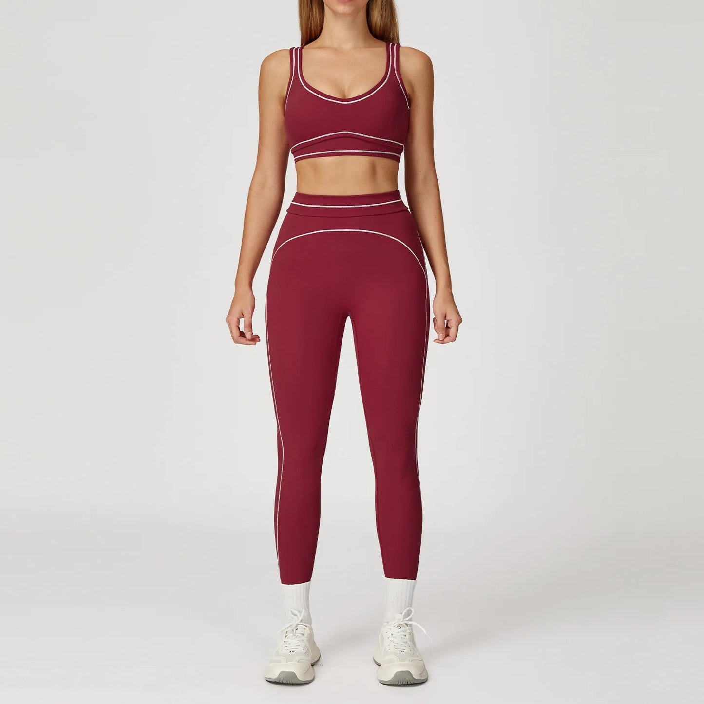 Yoga Set 2 Pieces Women Tracksuit Workout Outfits Fitness Sportswear Gym Clothes High Waist Leggings Sports Bra