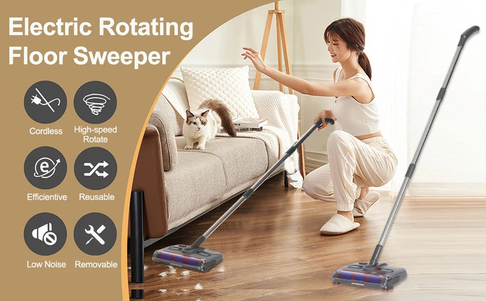 Automatic Sweeper Electric Cleaning Mop Pet Hair Sweeping Machine Cordless Hard Floor Cleaner USB Charging Electric Sweeping Mop