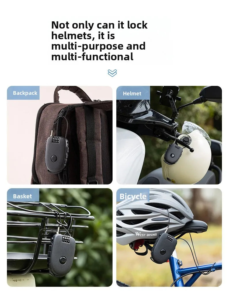 Portable Steel Wire Lock, Stretchable Steel Wire Helmet Lock, Baby Car Lock, Portable Treasure Ruyi Steel Wire Portable Lock