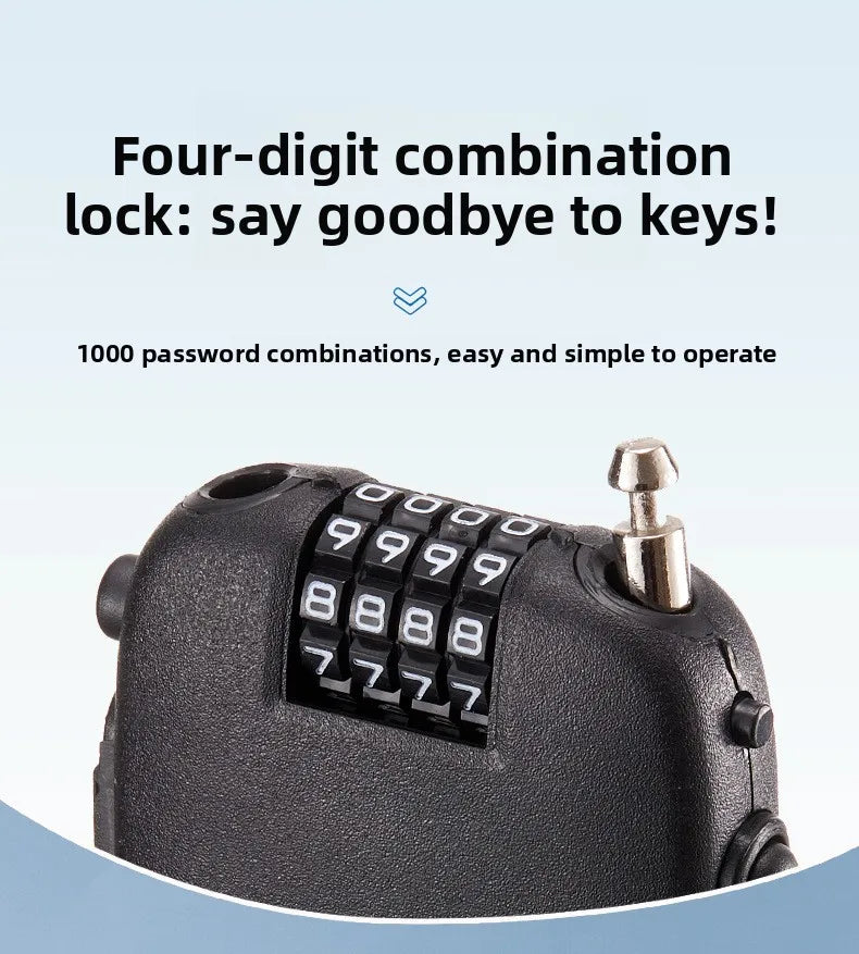 Portable Steel Wire Lock, Stretchable Steel Wire Helmet Lock, Baby Car Lock, Portable Treasure Ruyi Steel Wire Portable Lock