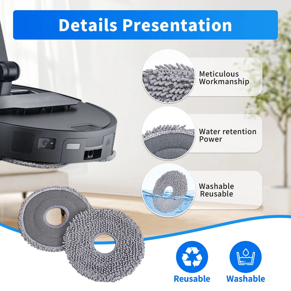 Mop Pads For Roborock Q Revo Master/Q Revo S/Q Revo Pro/Q Revo Maxv/Q Revo Curv /Saros 10R Replacement Parts Mopping Cloths