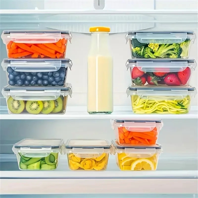 12/16/24pcs Reusable Food Storage Container with Lid, Sealed Plastic Box, Suitable for Kitchen Storage/Picnic/Camping and Office