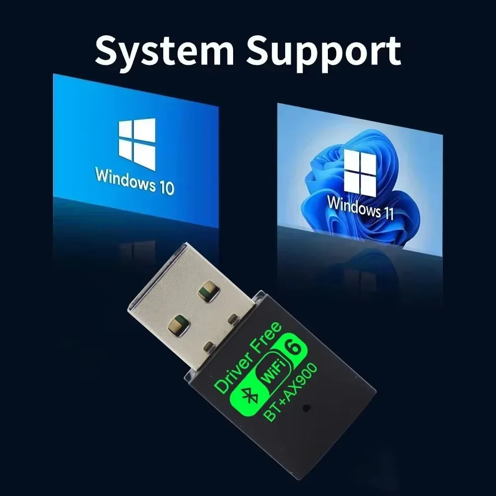 Wifi 6 Mini USB Dongle Network Card BT 5.4 Receiver Dongle AX900 For Win 10/11 PC Dual Band 2.4G/5Ghz