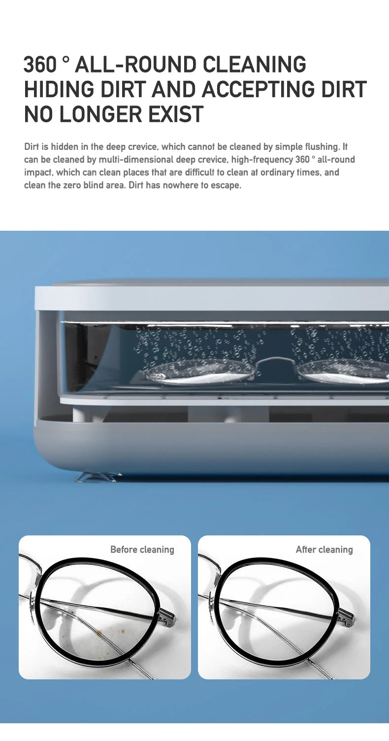 Ultrasonic Cleaning Machine Vibration Cleanser Wash Cleaner Jewelry Glasses Cleaner Watch Cleaning Makeup Brush Cleaning Tool
