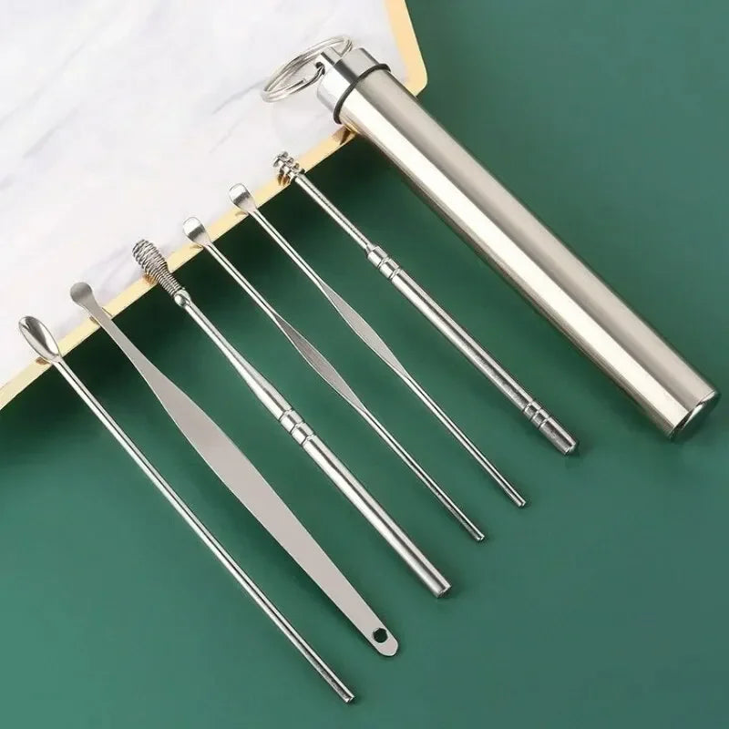 Ear Pick Six-Piece Set Ear Cleaning Ear Picking Earpick Convenient Portable Ear Pick Household for Adults