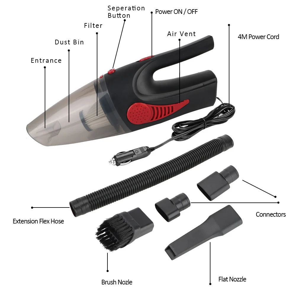 Cordless/Car Plug Cleaner Handheld Car Vacuum Car Cleaning Tool 120W 12V 5000PA