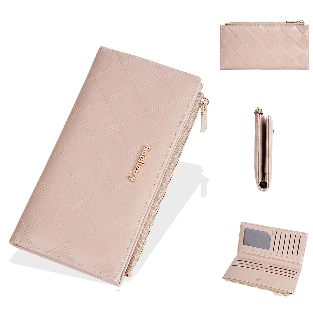 Baellerry Korean Style Small Wallet Women - PU Leather Zipper Pocket, Mini Card Holder for Daily Essentials