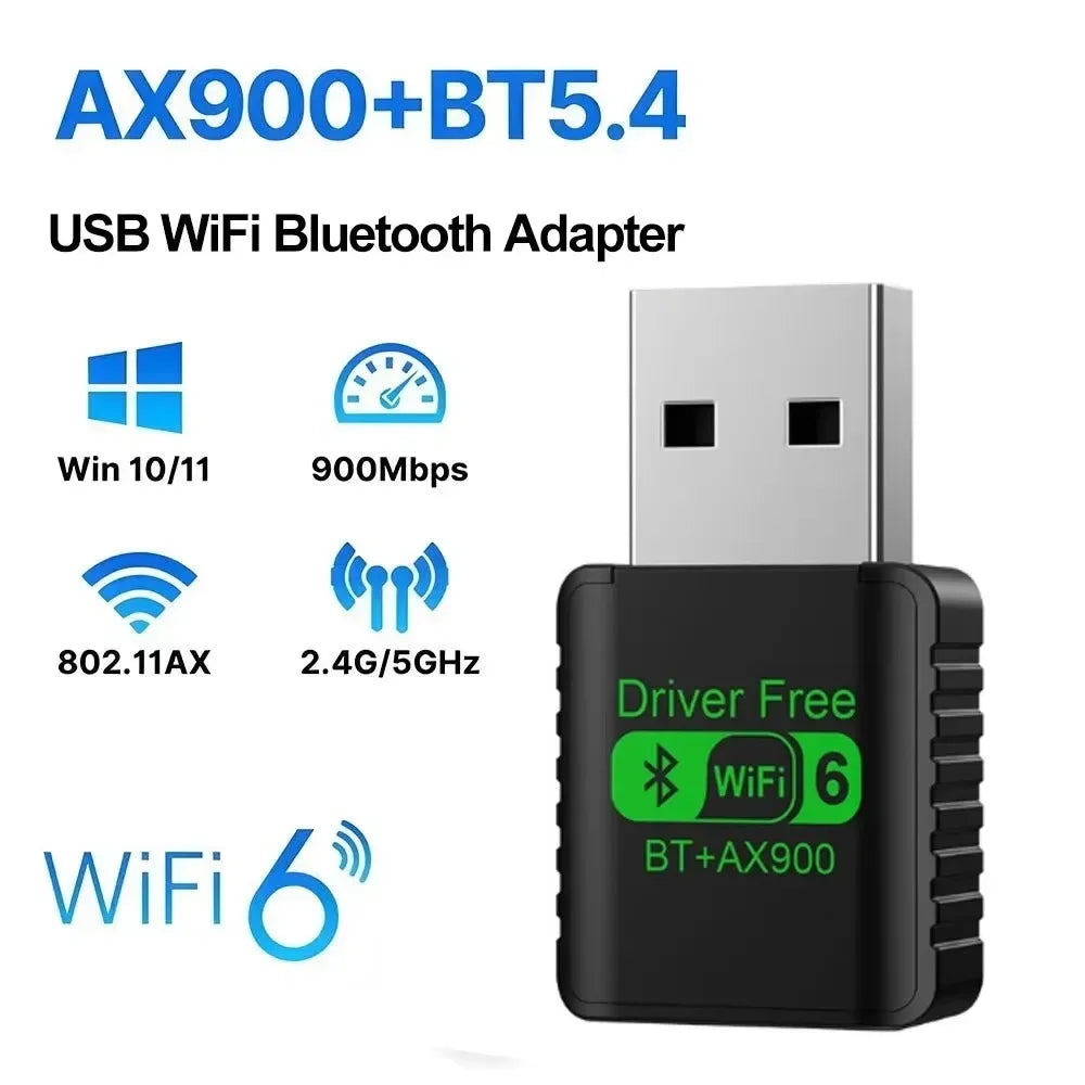 Wifi 6 Mini USB Dongle Network Card BT 5.4 Receiver Dongle AX900 For Win 10/11 PC Dual Band 2.4G/5Ghz