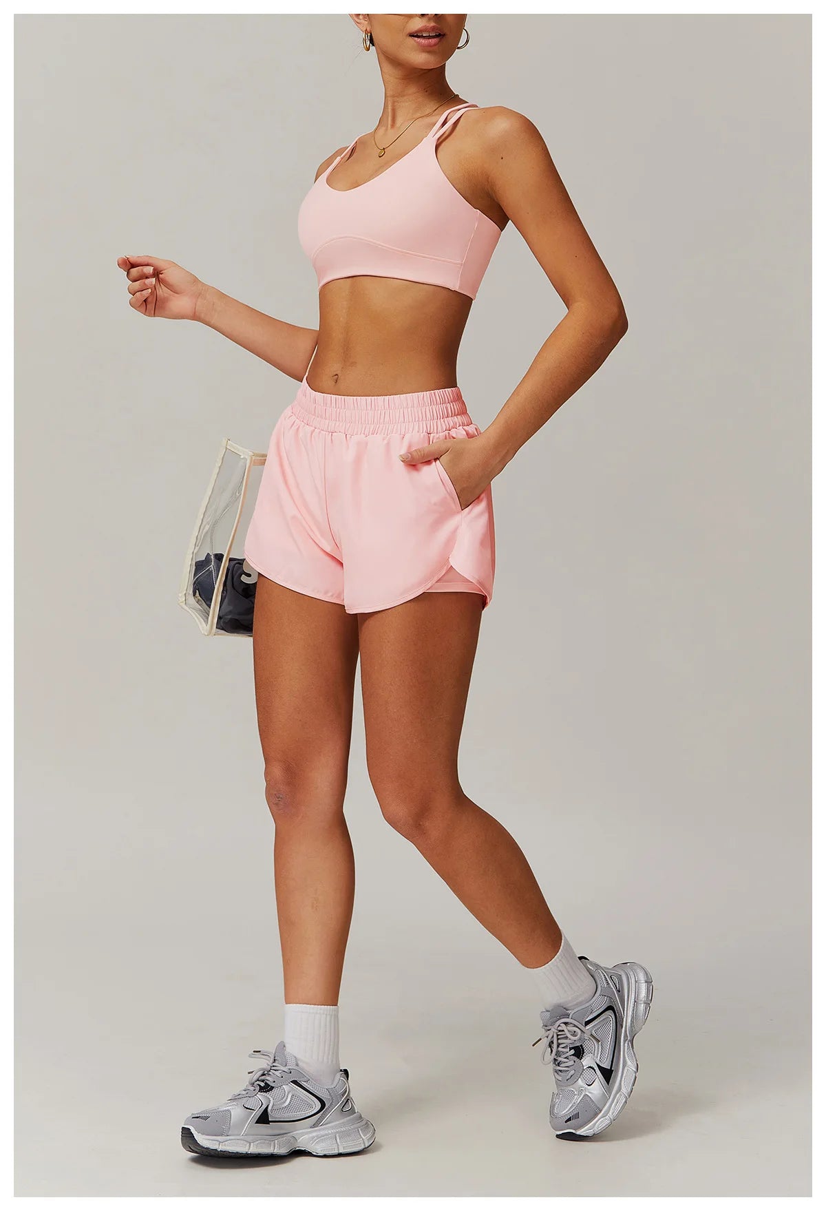 Naked Feeling Yoga Set Women Gym Workout Clothes Padded Sports Bra Outdoor Fitness