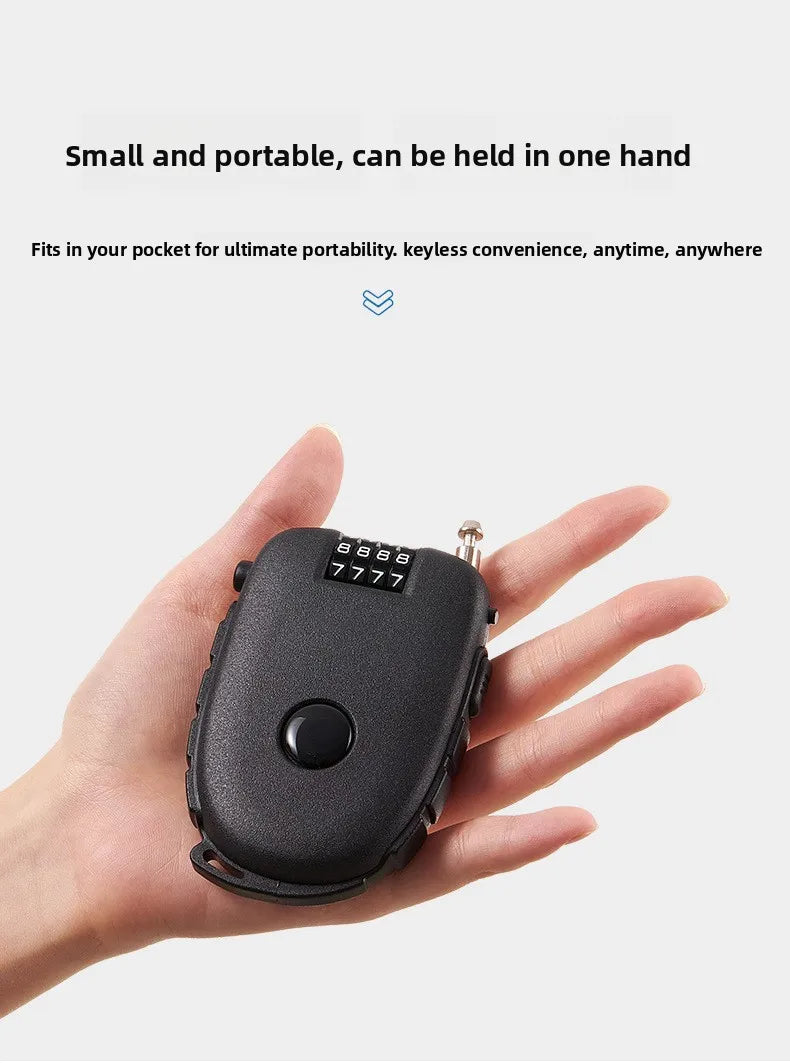 Portable Steel Wire Lock, Stretchable Steel Wire Helmet Lock, Baby Car Lock, Portable Treasure Ruyi Steel Wire Portable Lock