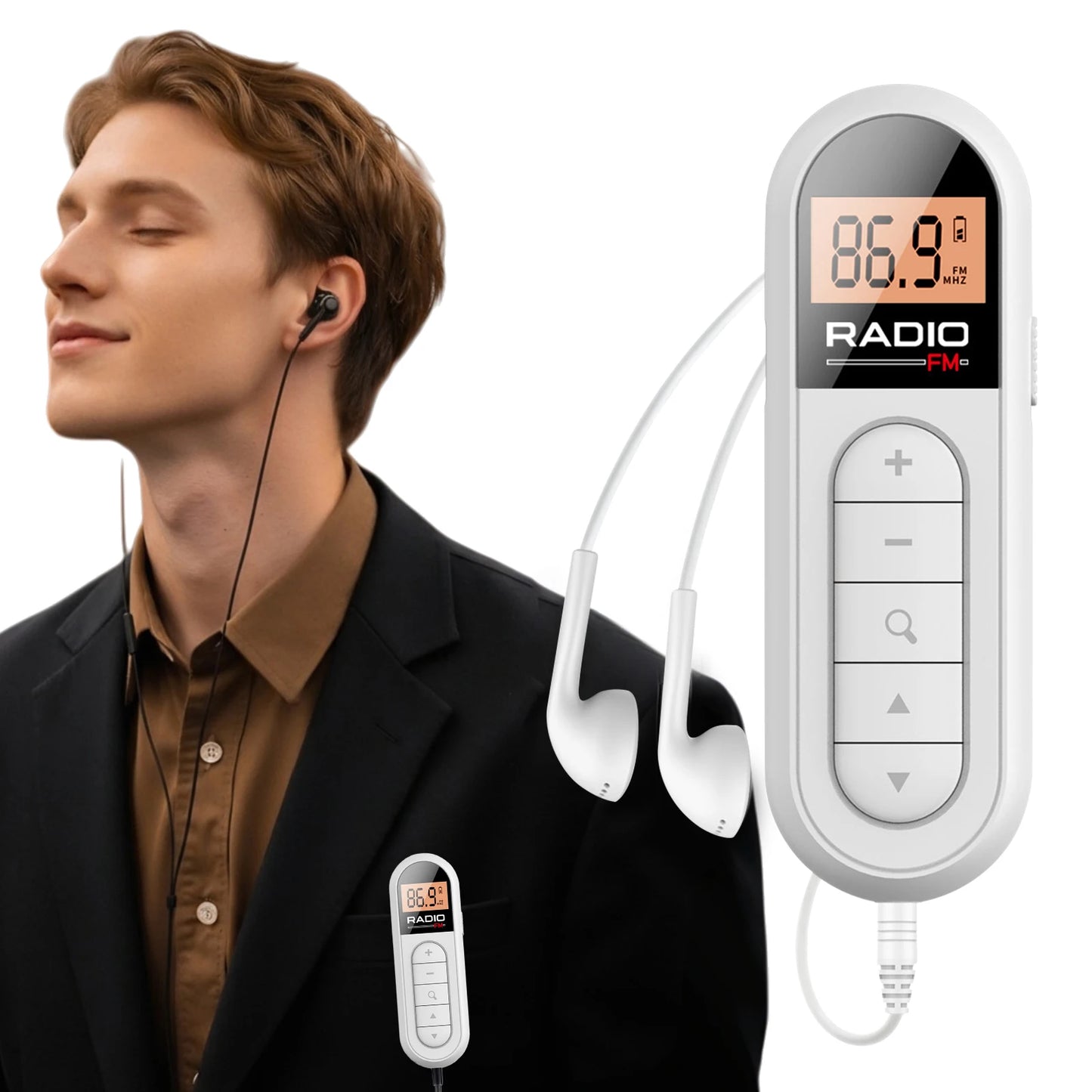 Portable FM Radio with Digital Tuning LCD Display Digital Radio with Headphones and Belt Clip for Gym Jogging Walking Camping