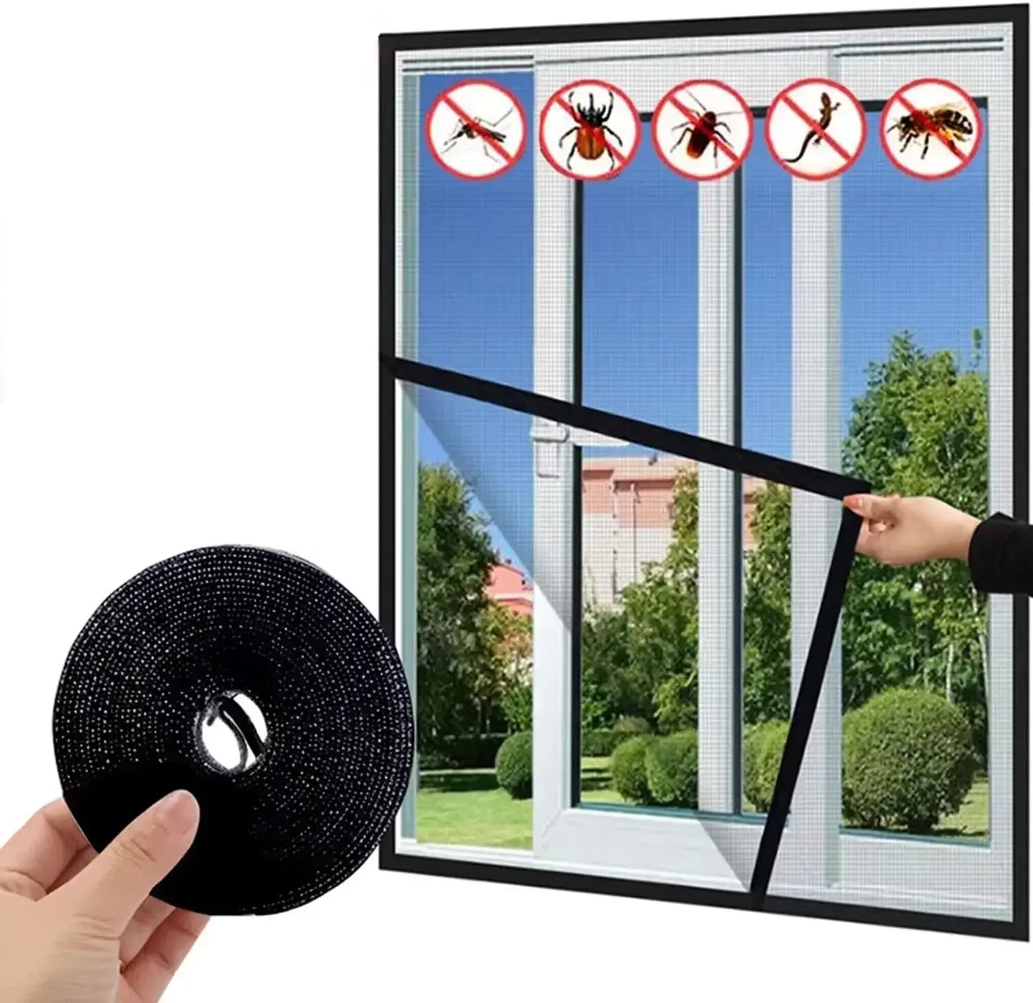 Customizable Size Mosquito Net Reusable Lightweight & Breathable Insect-Proof SelfAdhesive Reusable Window Screen Bug Protection