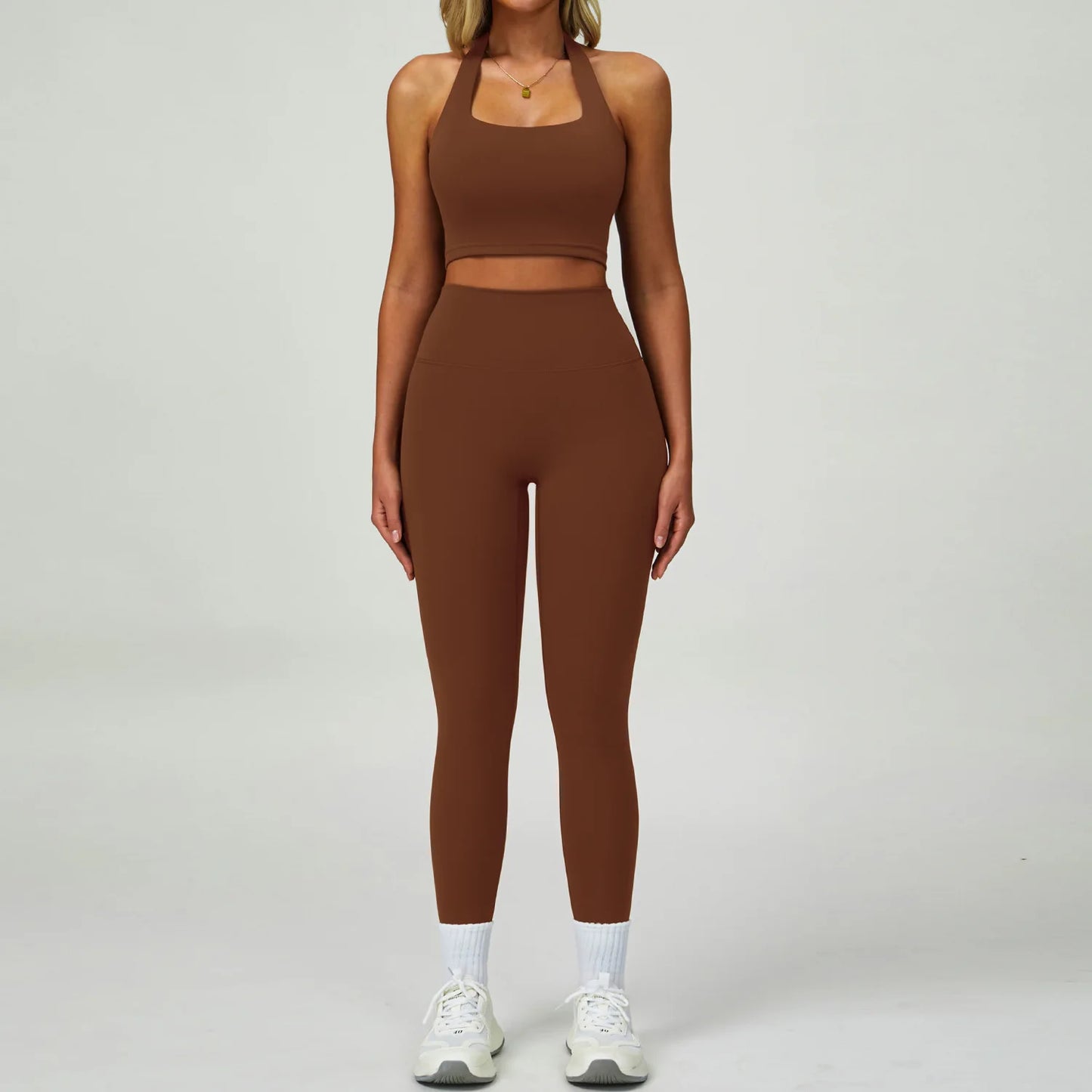 2 PCS Sportswear Women Yoga Set Gym Clothes Athletic Wear Yoga Suits Fitness Set Tracksuits Sports Bra Long Sleeve Gym Leggings