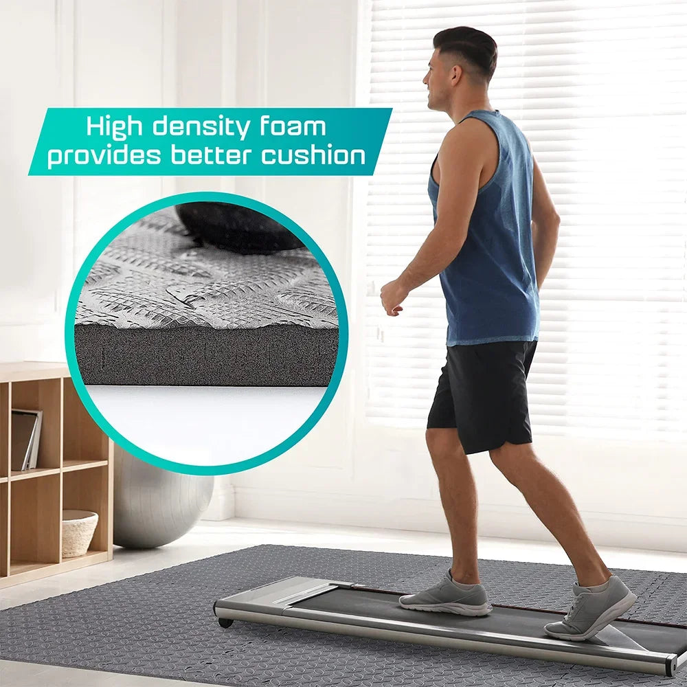 Gym Floor Mat for Home Workout Anti-Slip Rubber Exercise Mat with Interlocking Design, Durable Fitness Rug Weightlifting & Yoga