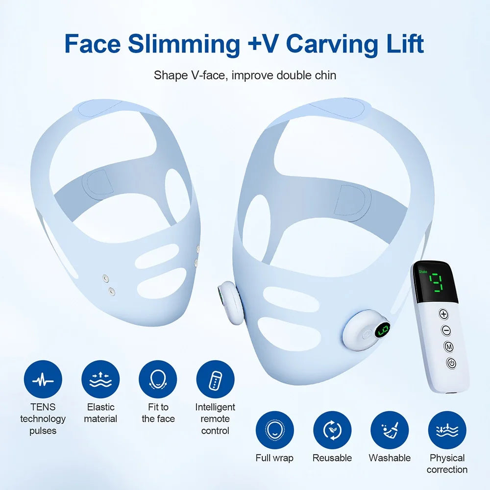 Electric Face Slimming Bandage V Line Chin Strap Facial Shaping Massager Edema Removal Mask V Line Lift Up Belt