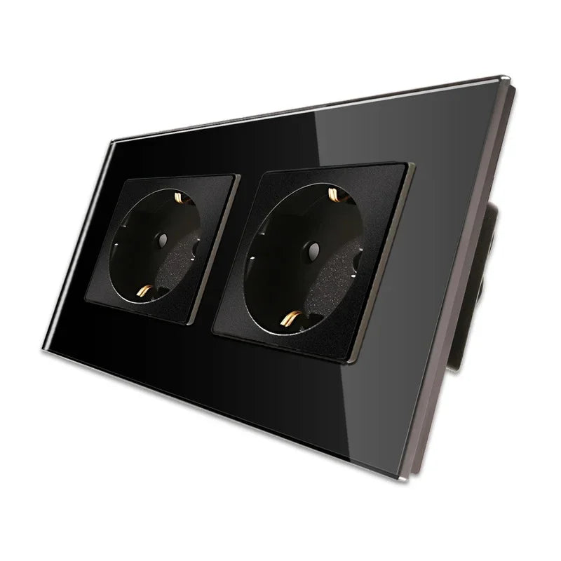 Bingoelec Black Sockets And Switches With Crystal Glass Panel Home Improvement
