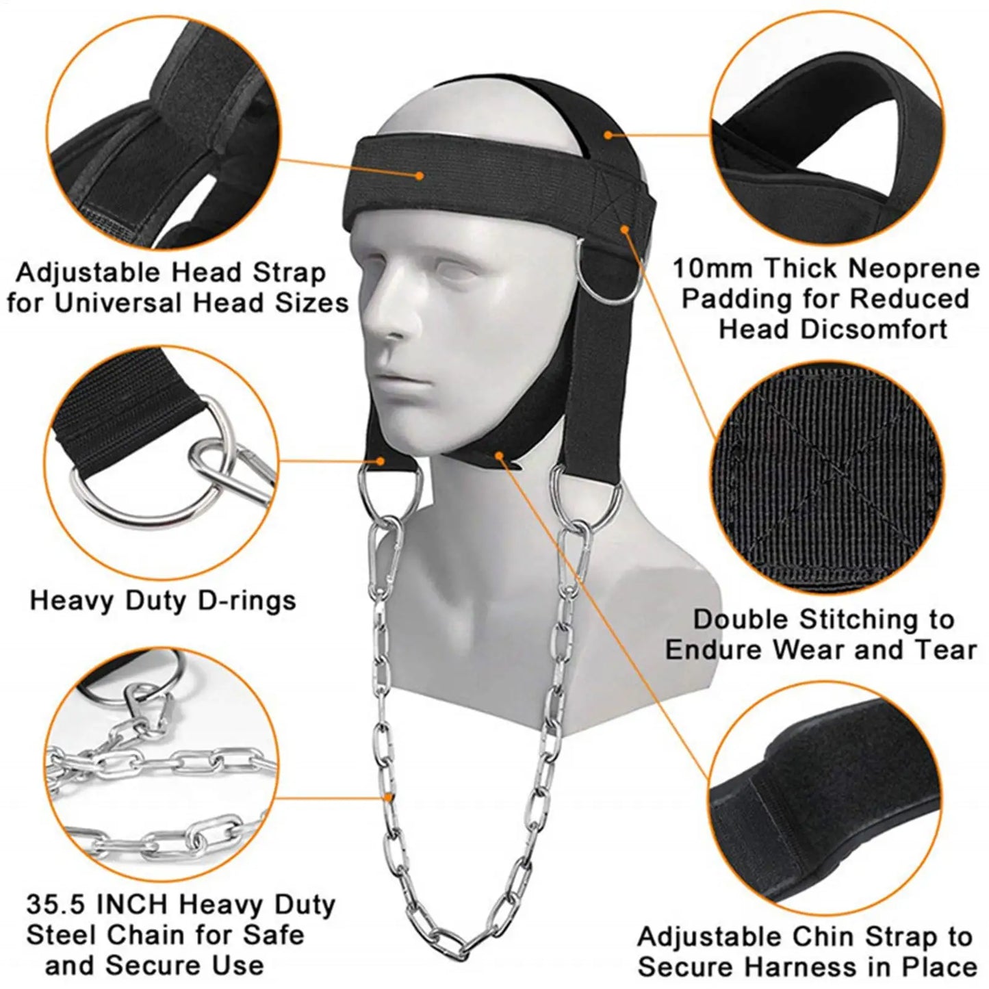 Adjustable Head Neck Trainer Neck Exerciser Head Harness Weight Lifting Belt Head Training Belt For Fitness Head Injury Recovery