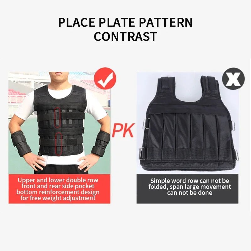 New Training Jacket Gym Fitness Equipment 15/35KG Adjustable Loading Weight Vest Boxing Running Workout Waistcoat Sand Clothing